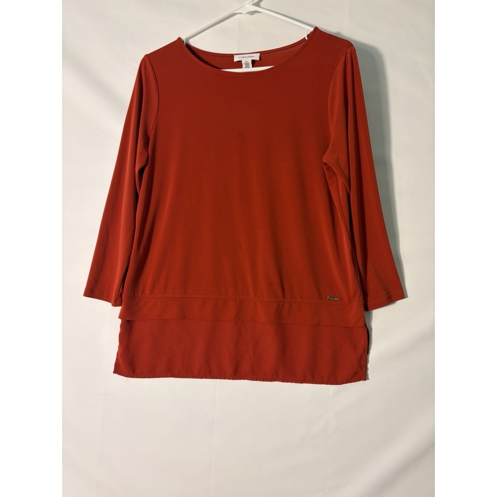 Calvin Klein Long Sleeve Long Sleeves Shirt, Work, Casual Wear. (Rust Color)